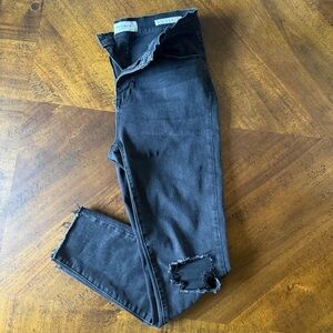 PacSun Black Distressed Hi Rise Cropped Black Jeans